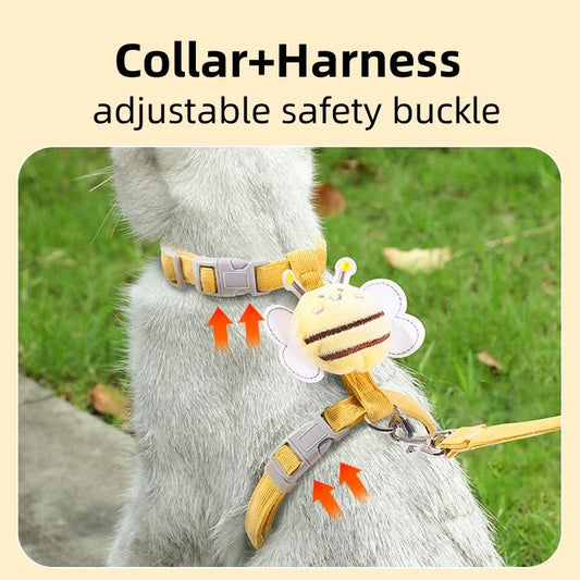 Adjustable Cat & Dog Harness with Leash – Cartoon Bee